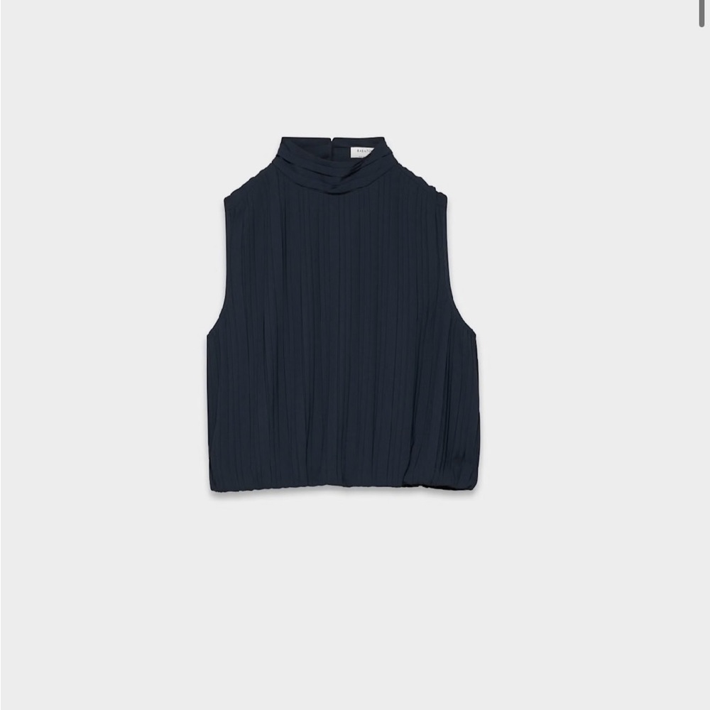 Aritzia Ezra Pleated Mock Neck Tank Top in Navy